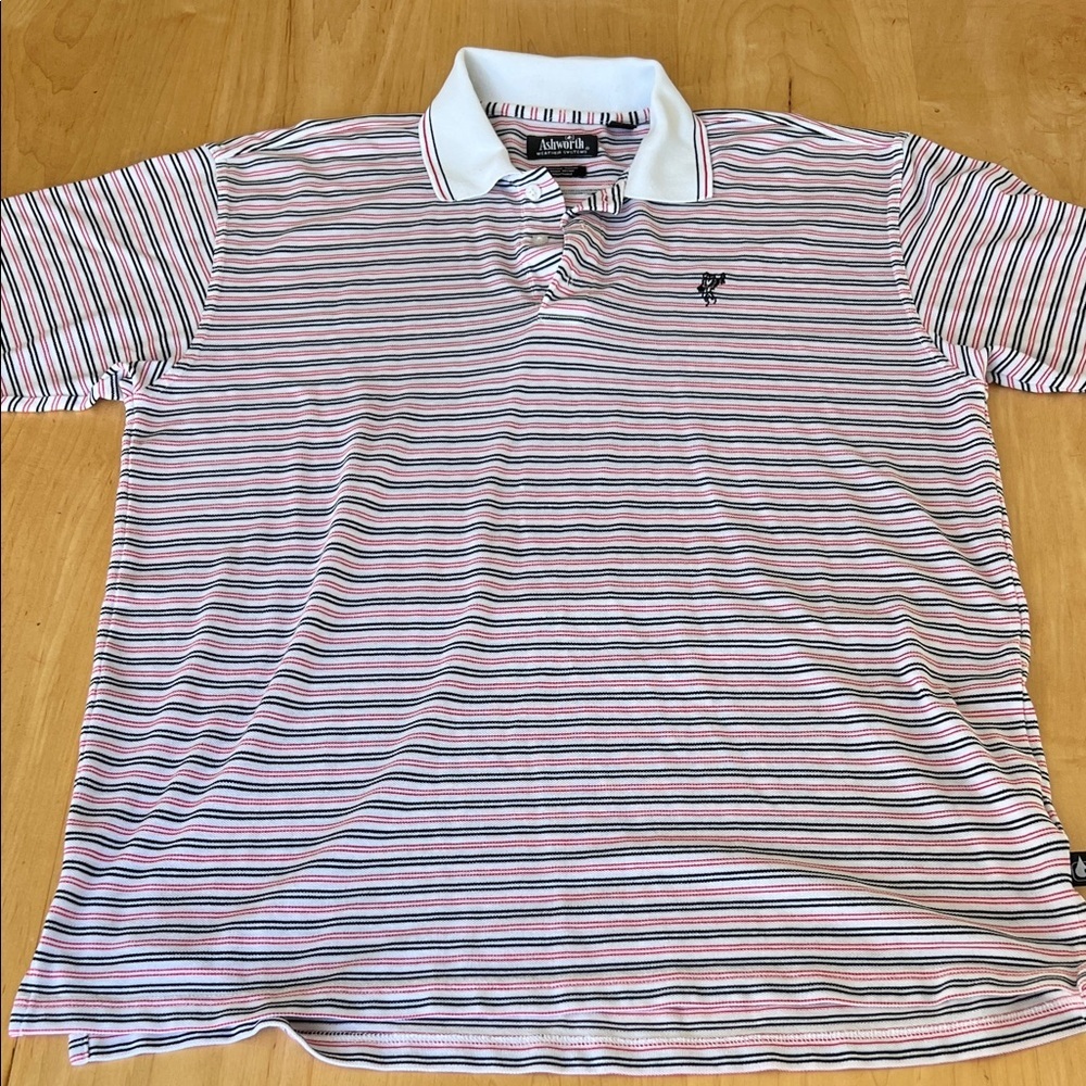 Vintage Ashworth Multicolor Striped Polo Golf Shirt